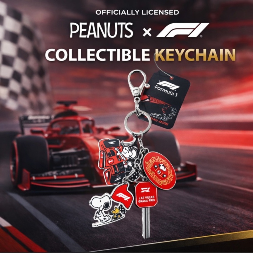 NWT Peanuts x Formula 1 Las Vegas Grand Prix Collectible Charm Keychain